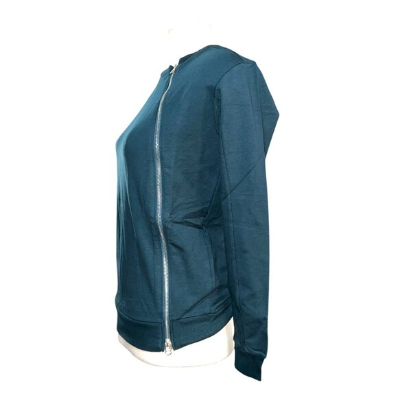 Universal Standard Meridian Zip Pullover Sweater Sz 4XS (XS 00-0) Teal Green Lon - Picture 9 of 15